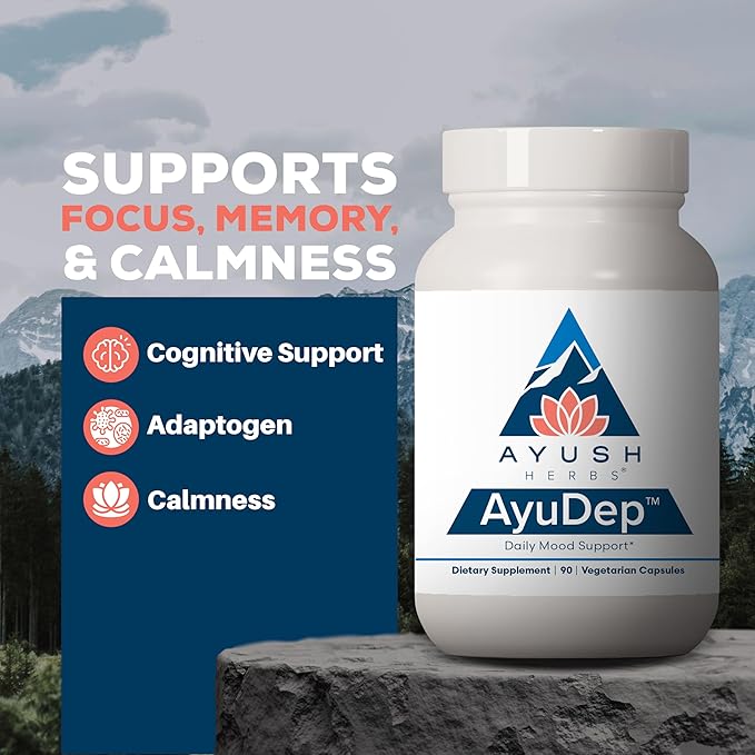 Ayush Herbs AyuDep - Saffron &amp Ashwagandha Supplements Uplifting Formula for Women &amp Men Herbal Support for Adults - 90 Vegetarian Capsules (1 Count)