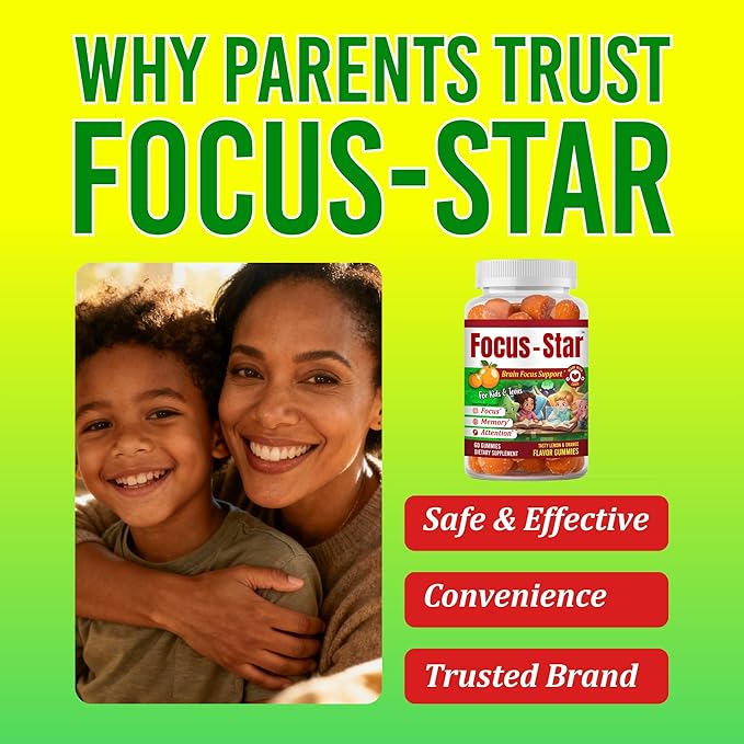 Omega 3 for Kids Gummies Focus Supplement for Kids &amp Teens Vitamins for Kids Attention &amp Concentration Support Kids Omega 3 Teen Omega 3 Supplement 60 Count
