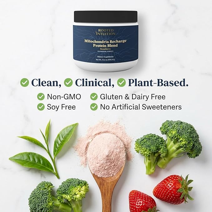 Rooted Miltivitamin with Brain Supplements for Memory and Focus | Energy Vitamins for Men and Women | Brain Health Support &amp Mental Clarity | Cognitive Booster | Mitochondria Recharge | 14.6oz Pow