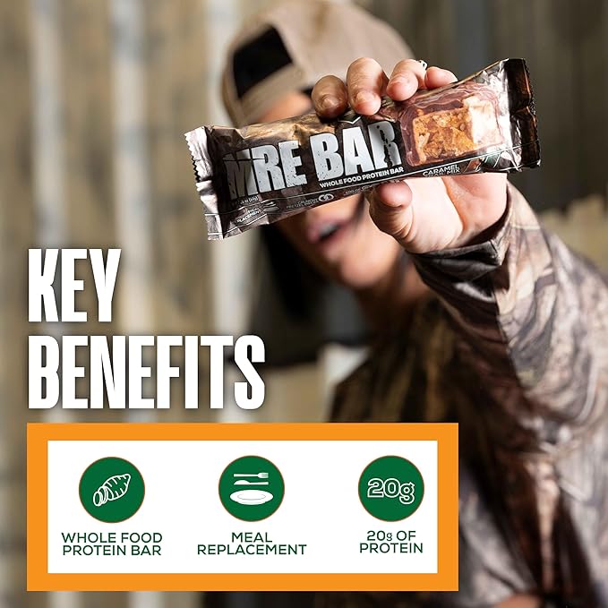 REDCON1 Protein Bar Caramel Trail Mix - 20g of Whole Food Protein + MCT Oil - Easily Digestible Macro Balanced Low Sugar Meal Replacement Bar (12 Bars)