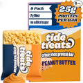 Crispy Rice Protein Treat Peanut Butter Bar | 25 g Protein No Added Sugar 7 g Fiber Gluten Free | High Protein Snack for On-the-Go Post-Workout or Dessert Cravings | 8 Count | TideTreats