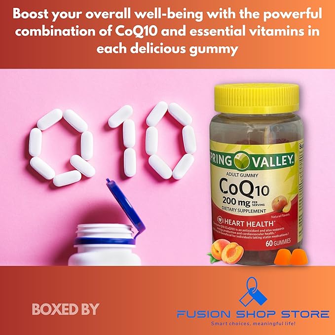 Coq10 200mg Gummies- Coenzyme Supplement for Adults 60 ct (Pack of 1) Boxed by Fusion Shop Store