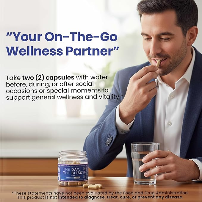 TDTB 3-in-1 Herbal Capsules | Supports Wellness After Social Occasions Special Moments &amp Men’s Vitality | Feel Better After Drinking &amp Liver Support | Milk Thistle &amp DHM | 15 Servings As