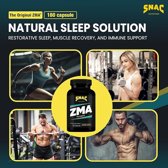 SNAC ZMA The Original Sleep &amp Recovery Supplement - Supports Muscle Recovery Restful Sleep Relaxation Stress Relief and Immune Support with Magnesium Zinc &amp Vitamin B6 90 Veggie Capsules