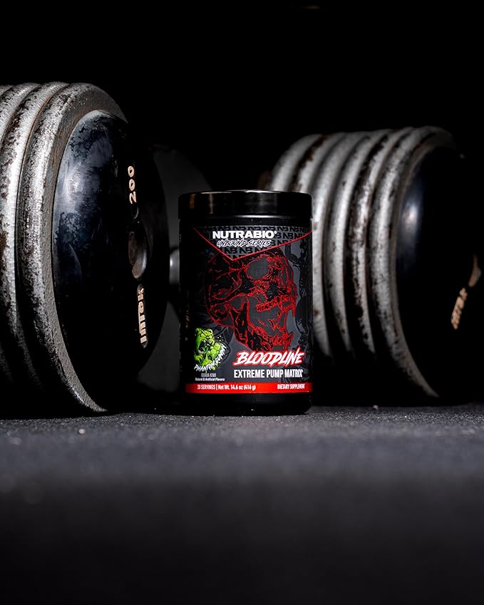 NutraBio Bloodline-Pump Pre Workout Pump Matrix- L-Citrulline Glycerol PeptiPump- NO Booster Extreme Vascularity &amp Blood FlowHydrationNon Stim PreWorkoutCaffeine Free-Phantom Gummy-20 Servin