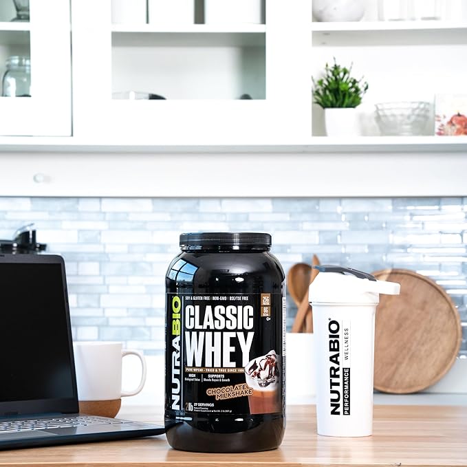 NutraBio Classic Whey Protein Powder- 25G of Protein Per Scoop - No Fillers Artificial Colors Preservatives - Chocolate Milkshake 2 Pounds
