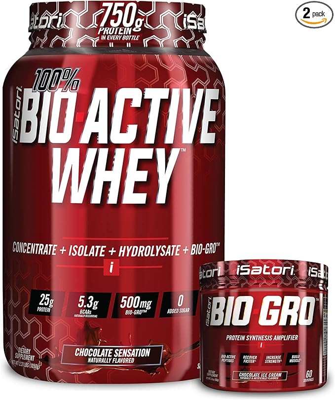 iSatori Bio-GRO Chocolate Ice Cream (60 Servings) &amp Bio-Active Whey Protein Powder Chocolate Sensation (30 Servings)