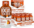 Focus Factor Extra Strength Focus + Energy Shots - 12 x 2oz Bottles (Peach Mango Flavor) - Powered by Nootropics with Caffeine L-Theanine Ginkgo Bacopa L-Tyrosine Alpha GPC