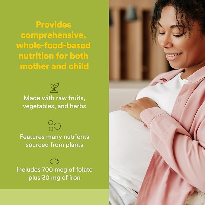 Natural Factors Whole Earth &amp Sea Women's Prenatal - Daily Prenatal Supplement for Healthy Pregnancy Support - Essential Prenatal with Calcium Iron Vitamin B12 &amp More - 60 Tablets (30 Servi