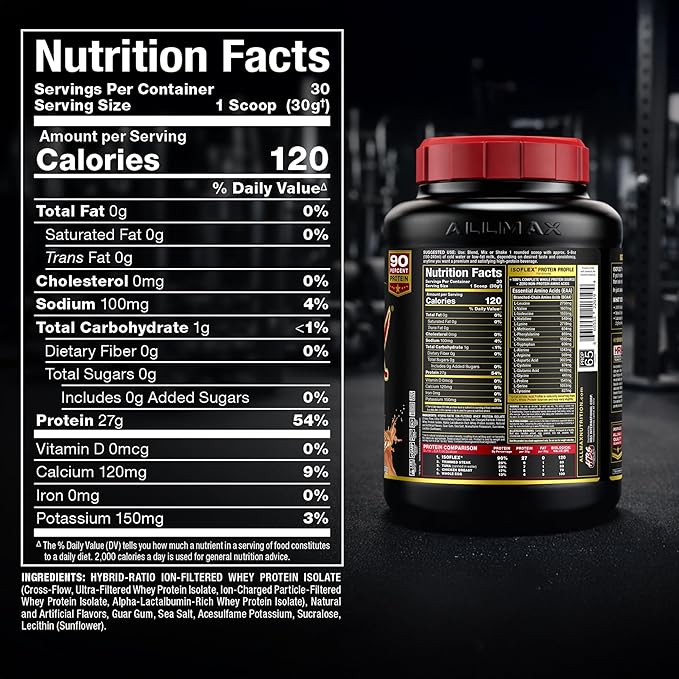 ALLMAX ISOFLEX Pure Whey Isolate Protein Powder - Gluten Free Low Lactose Sugar-Free - High-Protein Clean Keto-Friendly for Pre Post Workout Supplement for Women and Men | Caramel Macchiato 2lb