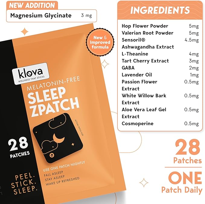 Klova Sleep Support Patch Bundle for Adults – Extra Strength &amp ZSleep Melatonin Patches Plus Melatonin-Free Option – Natural Non-Habit-Forming Overnight Sleep Aid – 84 Patches