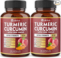 2packs 90 Capsules Turmeric Curcumin + Apple Cinder Vinegar Capsules 6 Month Supply with Ashwagandha Ginger 95% Standardized Curcuminoids Joint &amp Absorption Support