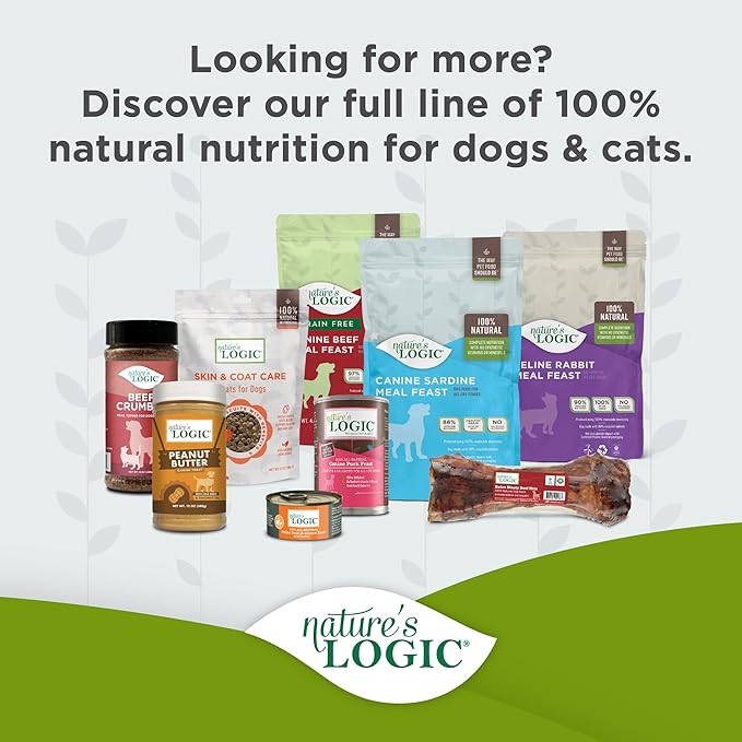 NATURE'S LOGIC Dry Dog Food - 100% Natural - No Synthetics - for All Ages Sizes Breeds - Free from Common Allergens High Protein - Rabbit Meal Feast 25lbs