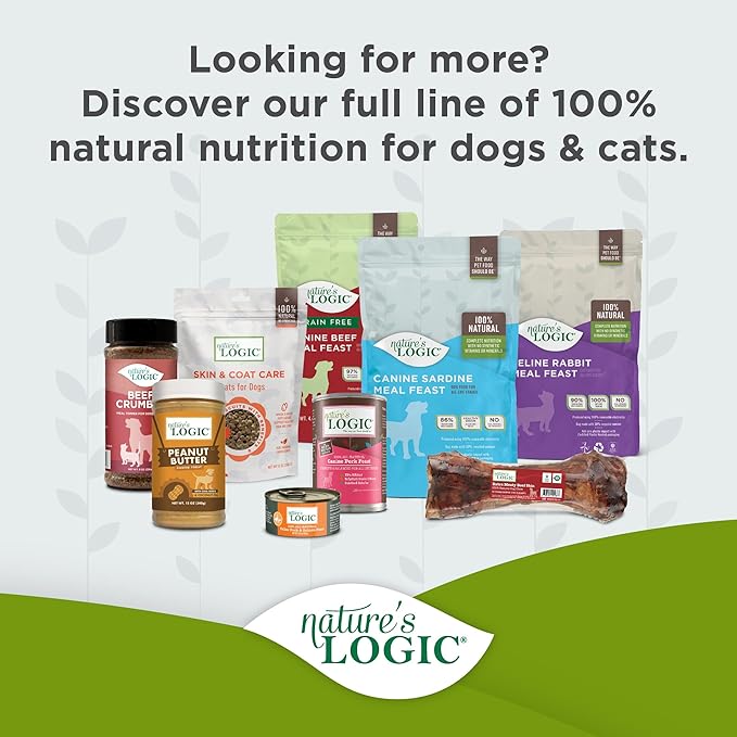 Nature's Logic Dry Dog Food - 100% Natural - No Synthetics - For All Ages Sizes Breeds - Free From Common Allergens High Protein - Lamb Meal Feast 4.4lbs