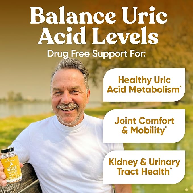 Eu Natural Purge Uric Acid Flush - Eat &amp Drink What You Want - Uric Acid Support for Joints &amp Mobility with Celery Seed Tart Cherry &amp Chanca Piedra - 120 Vegetarian Capsules