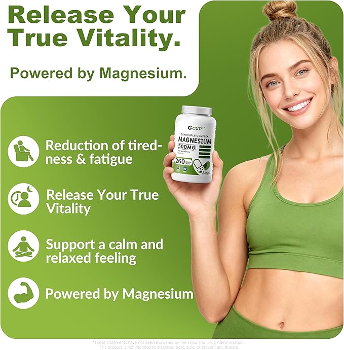 Magnesium Glycinate Complex Supplements 260 Capsules (130 Servings) | 500mg Magnesium Glycinate Citrate Malate &amp Oxide | High Absorption Vegan Gluten Free Easy to Swallow 260 Count (Pack of