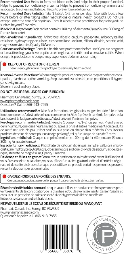 Ferofit - Ferrous Fumarate 300mg (100mg Elemental Iron) Prevents Anemia Due to Deficiency Iron Supplement for Women &amp Men 100 Tablets