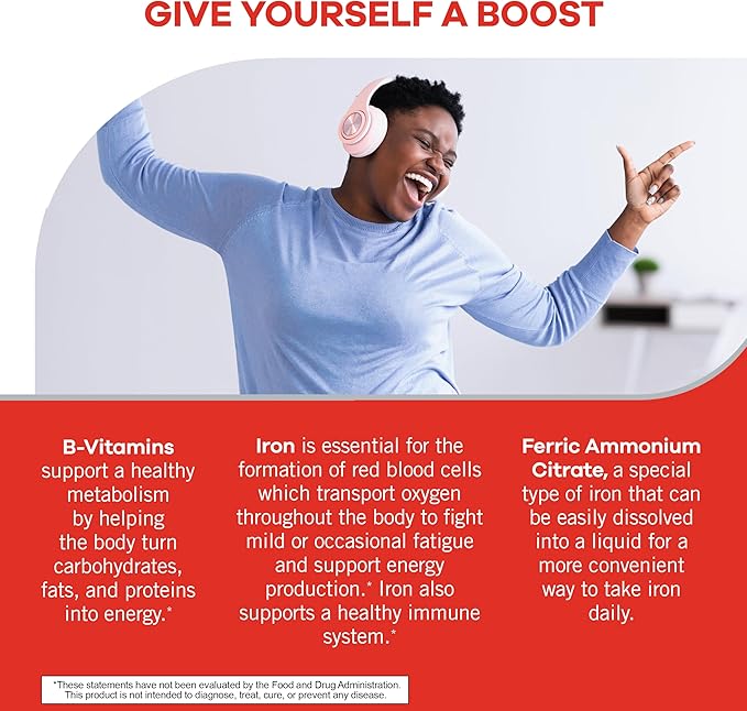 Geritol Liquid Vitamin and Iron Supplement Energy Support Contains High Potency B-Vitamins and Iron Pleasant Tasting Easy to Swallow No Artificial Sweeteners Non-GMO 12 Oz 3 Pack
