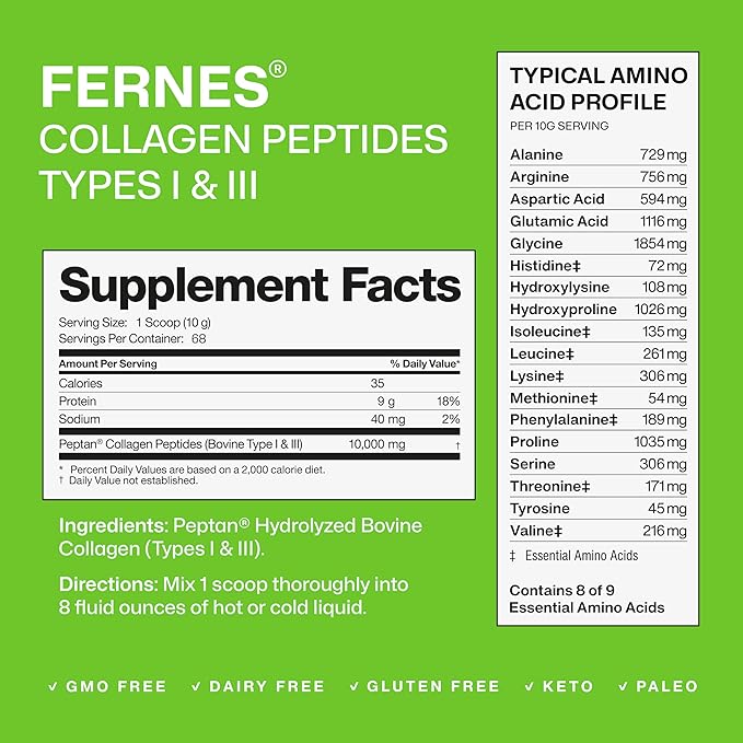 Collagen Peptides for Women Men (1.5LB) Type I &amp III Flavorless &amp Odorless Easy-Mix Hydrolyzed Peptan Protein Joint Hair Skin &amp Nail Support Gluten-Free Non-GMO Keto &amp Paleo Grass-Fed