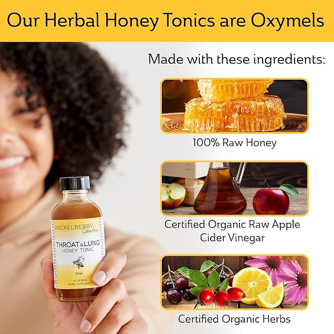 Mickelberry Gardens Fire Cider Honey Tonic 8oz + Throat &amp Lung Tonic 8oz