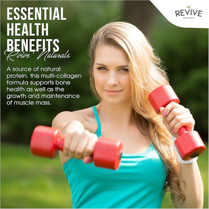 Revive Naturals Vanilla Multi Collagen Protein Powder - 400g - Unsweetened - 5 Types of Collagen Peptides - Hydrolyzed Grass Fed Bovine Wild Caught Marine &amp Free-Range Chicken - Keto Approved