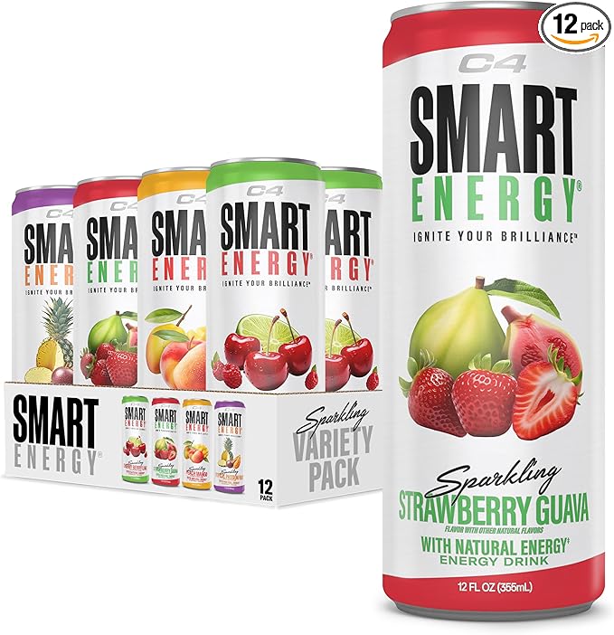 Cellucor C4 Smart Energy Drinks Variety Pack Sugar Free Performance Fuel &amp Nootropic Brain Booster Coffee Substitute or Alternative 4 Flavor Tropical Oasis Variety 12 Pack