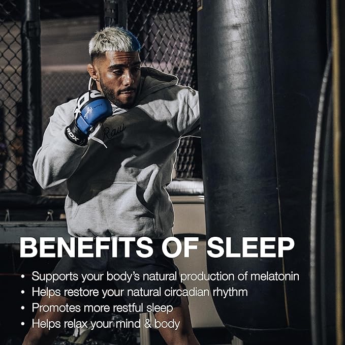 RAW Natural Sleep Aid Supplement - Relaxation Enhancer &amp Mood Support with Melatonin Magnesium Zinc L-Tryptophan &amp Lemon Balm Extract to Relax &amp Calm the Mind &amp Body - 30 Servings