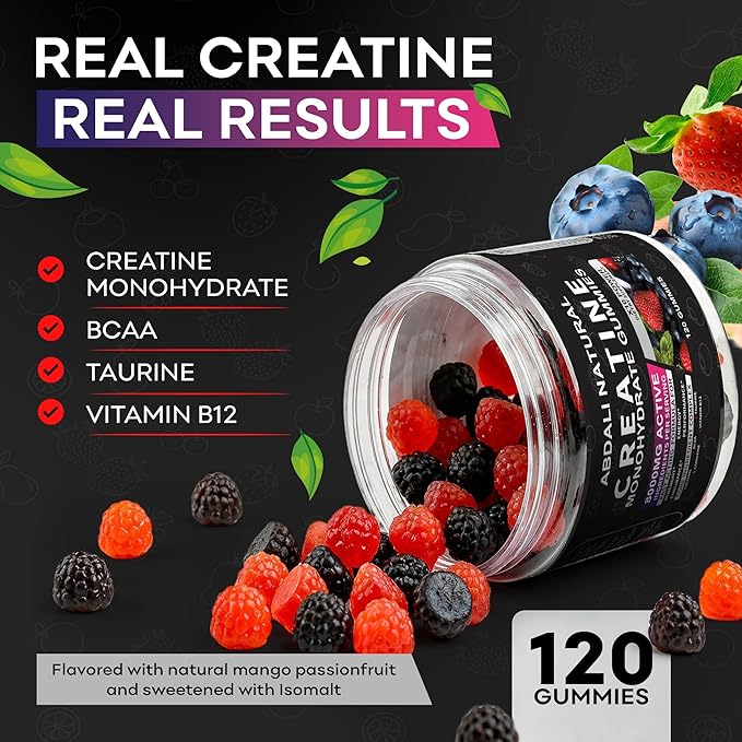 Creatine Gummies 8000mg for Men &amp Women – Pre-Workout Creatine Gummies with L-Taurine BCAA 2:1