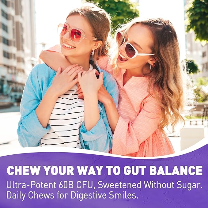 Probiotic Gummies for Women Men 60 Billion CFU Probiotics + Prebiotics Gummy Sugar Free 11 Strains for Digestive Health Supports Constipation Diarrhea Gas &amp Bloating - Peach Flavor Vegan 12