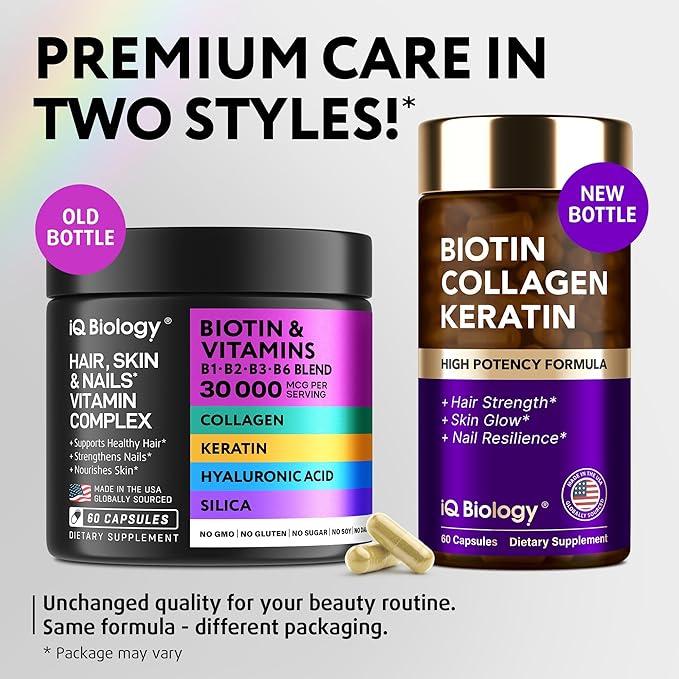 Biotin for Hair Growth Women &amp Men with Keratin Collagen Complex 30000 mcg – Capsules for Hair Loss &amp Stronger Thickness – Skin &amp Nails Vitamins Biotin 10000mcg and Collagen Supplements