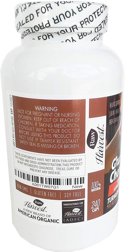 Glucosamine &amp Chondroitin with MSM Turmeric Ginger 240 Capsules 1500 mg per Serving