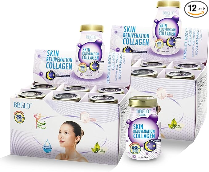 BBGLO® Skin Rejuvenation Collagen Drink - Anti Aging Complex 2.4 fl. Oz (Pack of 12 Bottles Relaxation)