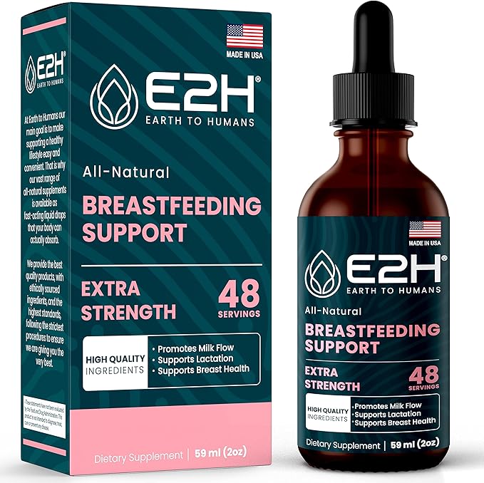 E2H Breastfeeding Supplement and Lactation Support - Liquid Lactation Supplement - Contains Fenugreek Milk Thistle Fennel and More - No Alcohol - Vegan - 2 Fl Oz