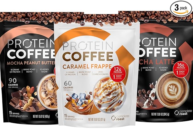 Complete Roast 3-Pack Caramel Frappe Iced Coffee and Vanilla (Caramel Frappe Mocha Latte Mocha Peanut Butter)