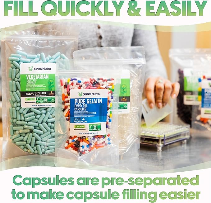 XPRS Nutra Separated Size 3 Capsules (1000 Count) with Benfotiamine Powder (1 Ounce) Bundle