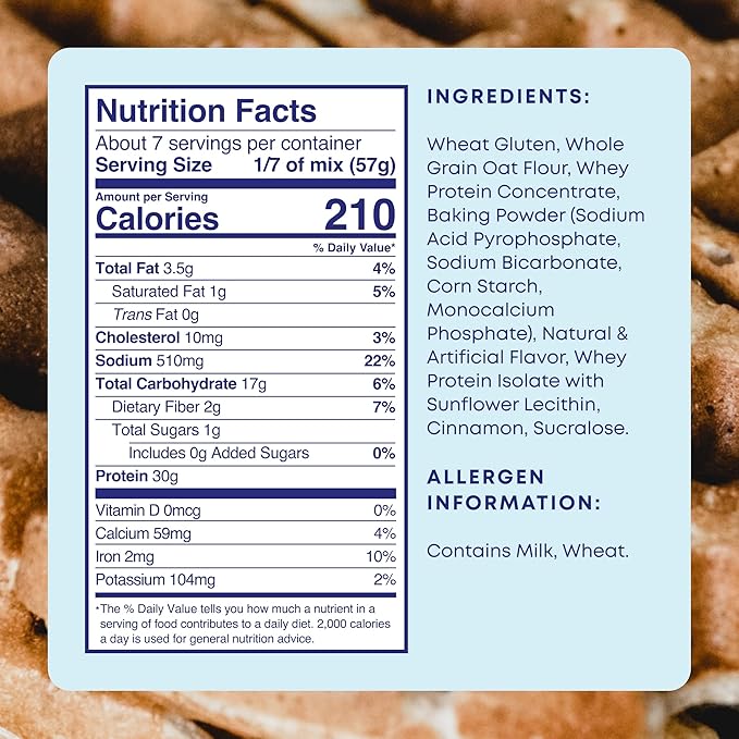 Protein Pancake Mix &amp Protein Waffle Mix by Phoros Nutrition 30g of Protein Low Carb High Protein Keto-Friendly Whey Protein Whole Grain Oats Whole Wheat Pancakes Just Add Water (Original)