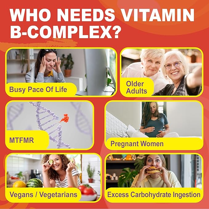 Methylated B Complex Vitamins Gummies 12-in-1 Formula + Methyl B12 1000 mcg 5-MTHF Methylfolate Inositol Choline Vitamin C D3 Multivitamin B Complex for Women &amp Men Energy Focus 60cts