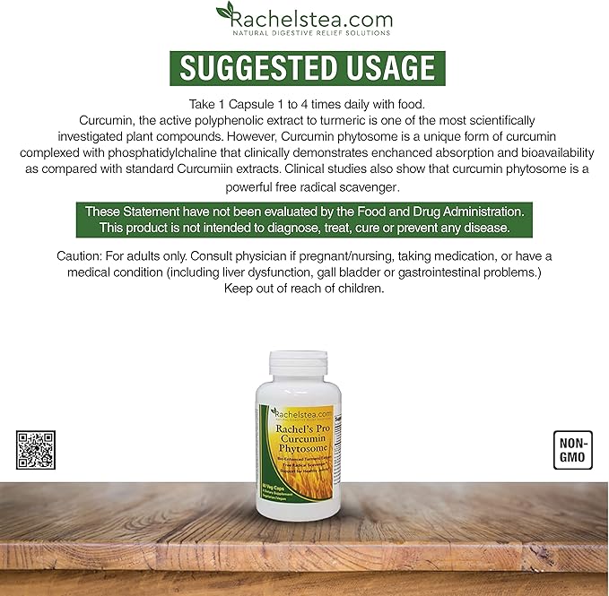 Rachel’s Pro Curcumin Phytosome - High Absorption Meriva Turmeric Gluten-Free Curcumin Supplement 60 Capsules for Daily Use