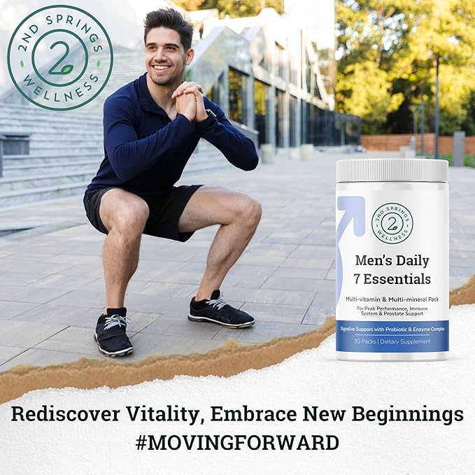 Men's Daily 7 Essentials &amp Adaptogen Complex Bundle - Complete Multivitamin Pack and Stress Adaptation Support for Men's Optimal Health