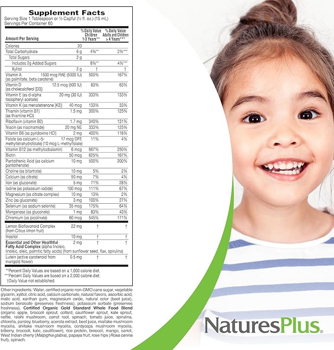 NaturesPlus Animal Parade Gold Children's Liquid Multivitamin Natural Tropical Berry - 30 oz Pack of 2 - Immune Support Supplement - Vegetarian Gluten Free - 120 Total Servings