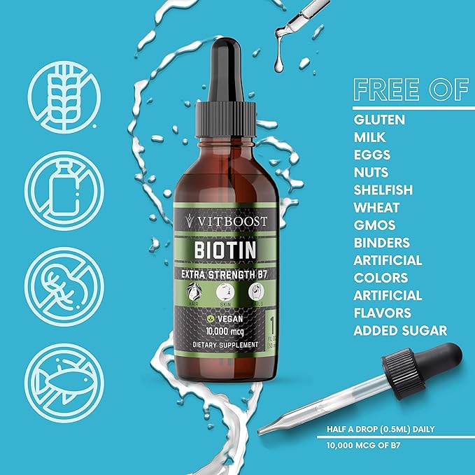 VITBOOST Vegan Liquid B12 Drops 60 x 5000mcg Extra Strength Raspberry Flavored VIT B12 Liquid Methylcobalamin sublingual Supplement &amp Extra Strength 10000mcg Biotin Liquid Drops Organic Berry Fla