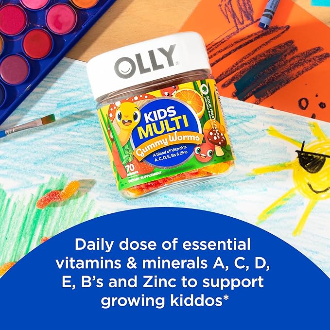 OLLY Hair Gummy 60ct &amp Kids Multivitamin Gummy Worms 70ct Supplement Bundles