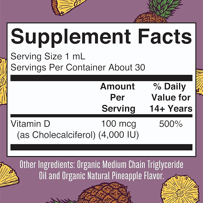 MaryRuth Organics Vitamin D3 Liquid Drops | Megadose 4000 IU | USDA Organic Liquid Vitamin D Spray for Adults &amp Kids | Immune Support &amp Bone Health | Vegan | Gluten Free | Non-GMO | 30 Serving