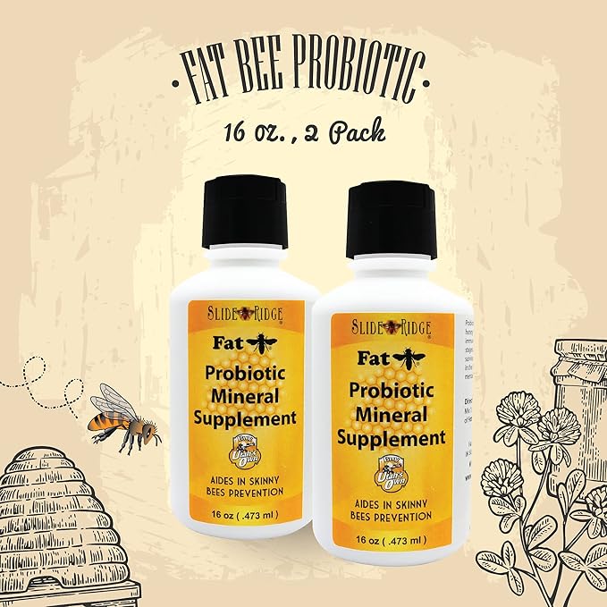 Slide Ridge Fat Bee 16 oz Probiotic Mineral Supplement for Honey Producing Bee's - Aids in Skinny Bee Prevention. 2 Pack