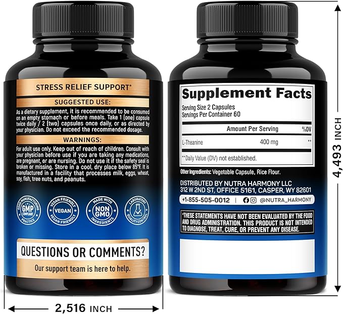 NUTRAHARMONY L-Theanine &amp Organic Ashwagandha Capsules