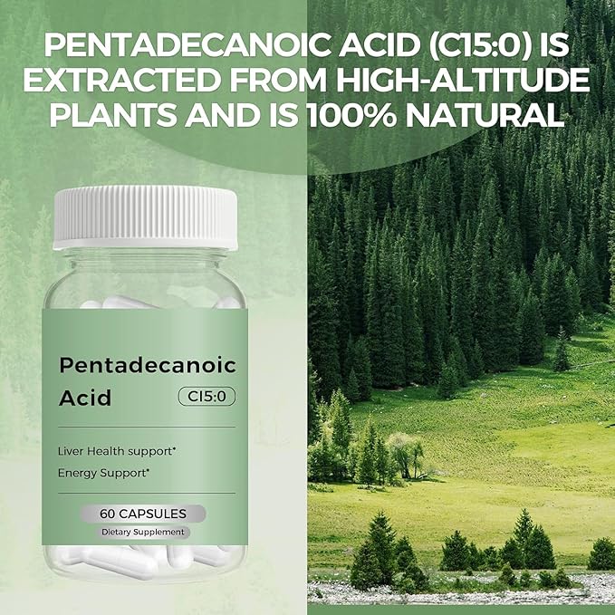 Pentadecanoic Acid C15:0 Supplement from High Altitude Goat Milk Supports Mitochondrial Health - 60 Capsules