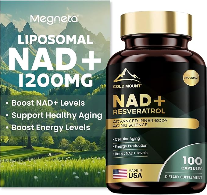 Liposomal NAD+ Supplement 1200mg with Trans Resveratrol - Boost NAD+ Levels Energy &amp Anti-Aging Support - Vegan 100 Capsules