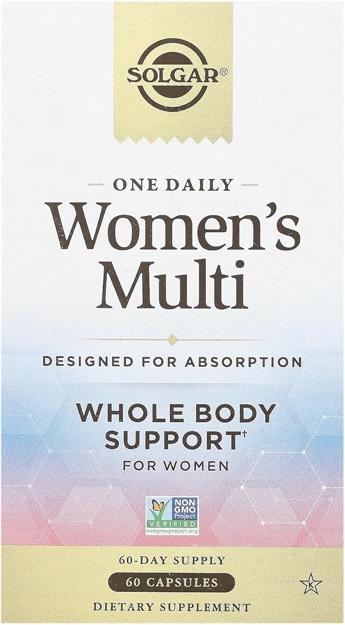 Solgar One Daily Women's Multi Whole Body Support Highly Absorbable Delayed Release Vitamin for Women Supplement for Immune Heart Energy Stress Hair Skin Nails &amp Reproductive Health 60 Servi