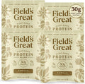 Field's Great Plant-Based Protein with Fiber for Muscle Maintenance Vegan Protein Powder Whey Free Gluten Free Dairy Free - 30g of Protein and 5g Fiber in Each Serving (Vanilla -4 Pack)
