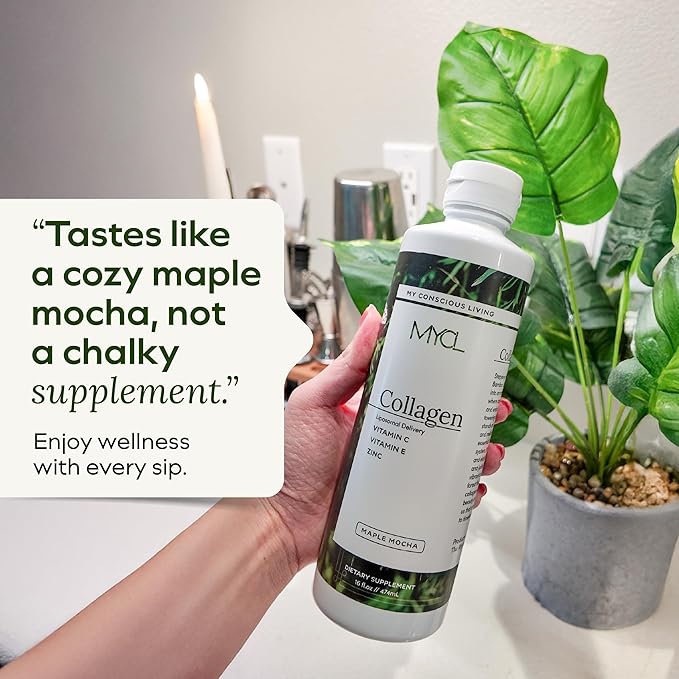 Liquid Collagen for Women - Vegan Collagen Liposomal Supplement - Ultra Absorption Plant Based with Bamboo Extract Vitamin C Amino Acids - Skin Hair Nail Joint Support - Maple Mocha 30 Servings